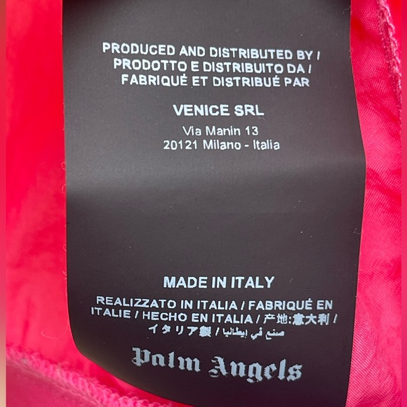 PALM ANGELS Track Jacket Mens Size XS Fluo Pink/Black Zip Up Nylon Loose Fit - Picture 10 of 10